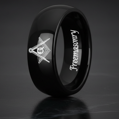 Freemason_Logo_Tungsten_Wedding_Band