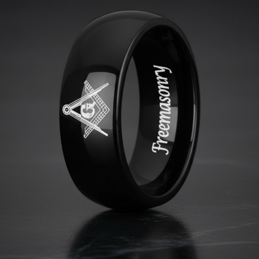 Freemason_Logo_Tungsten_Wedding_Band