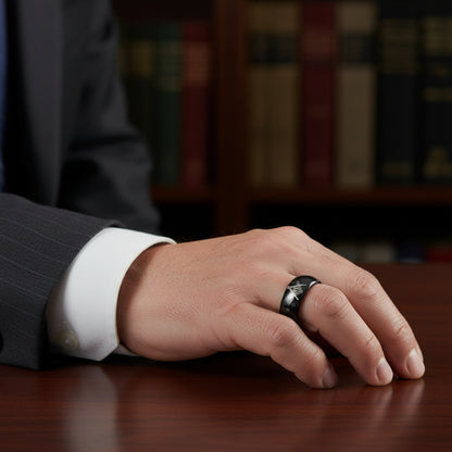 Freemason_Logo_Tungsten_Wedding_Band