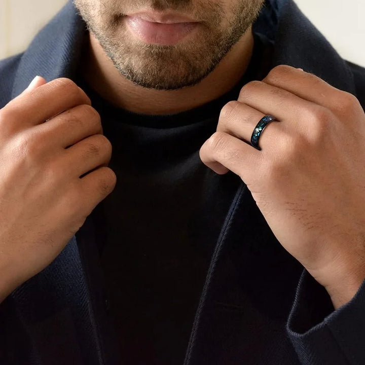 Galaxy Opal Inlay Tungsten Ring