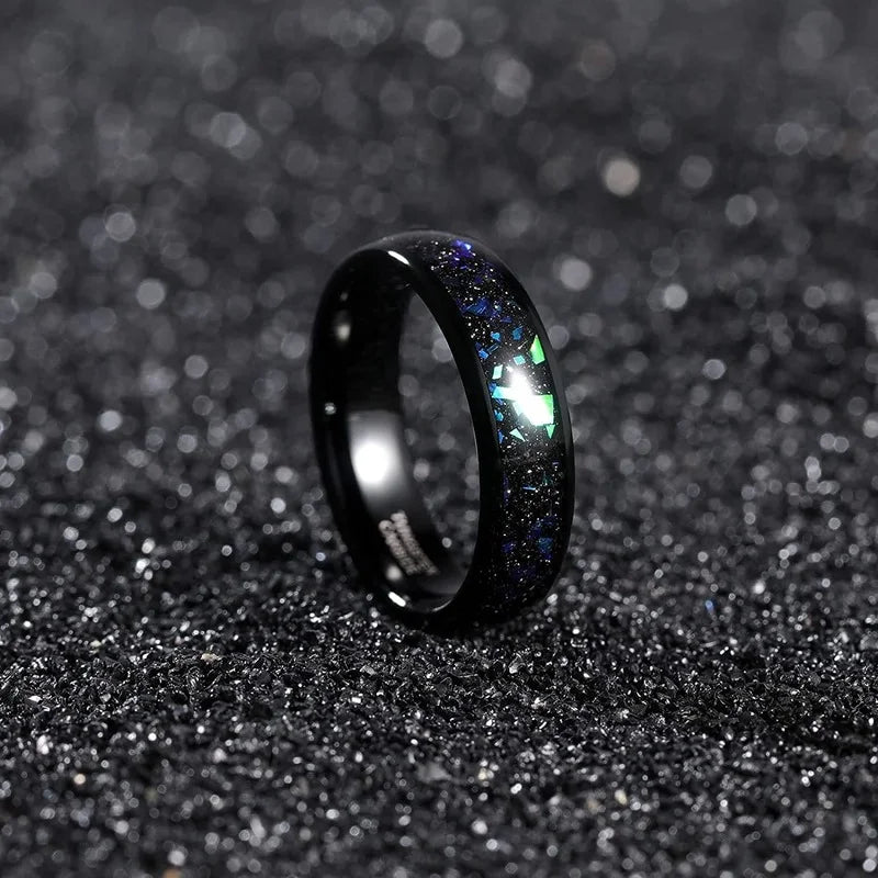 Galaxy Opal Inlay Tungsten Ring