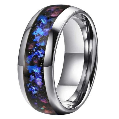 Galaxy Opal Inlay Tungsten Wedding Band