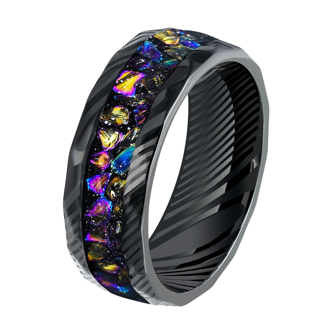 Galaxy Black Damascus Steel Ring