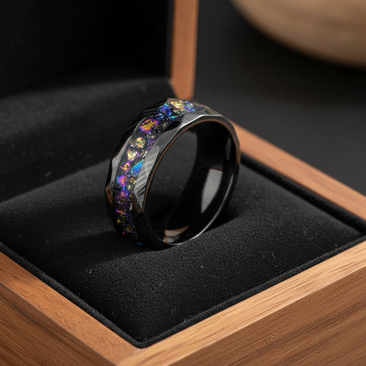 Galaxy Black Damascus Steel Ring