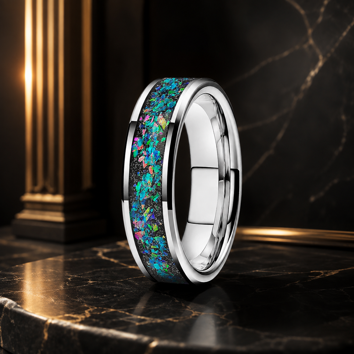 Galaxy Opal Tungsten Ring