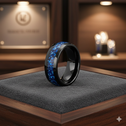 Gemstone Inlay Tungsten Carbide Ring