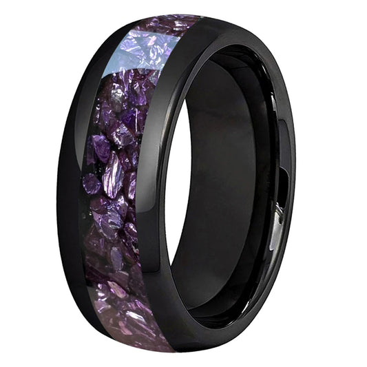 Gemstone Inlay Tungsten Carbide Ring