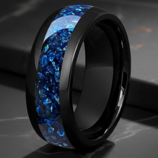 Gemstone Inlay Tungsten Carbide Ring