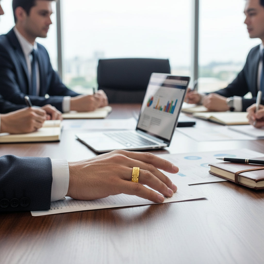 Gold Carbon Fiber Inlay Tungsten Ring