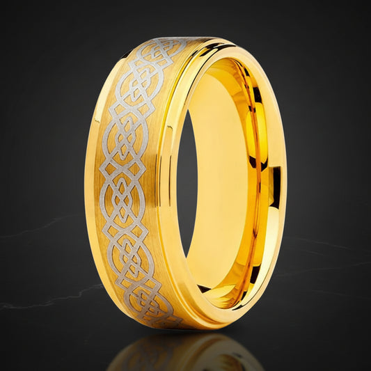 Gold Celtic Knot Tungsten Ring