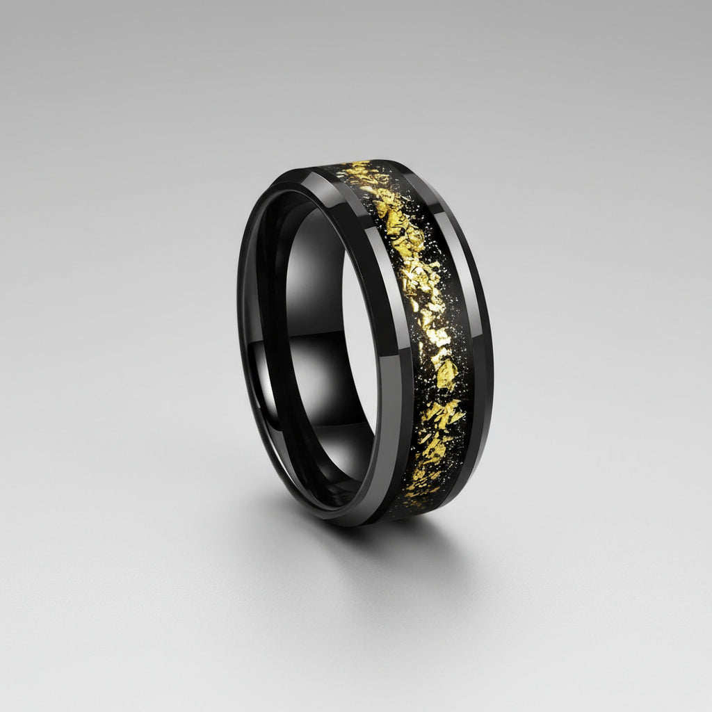 Gold Fragment Tungsten Band