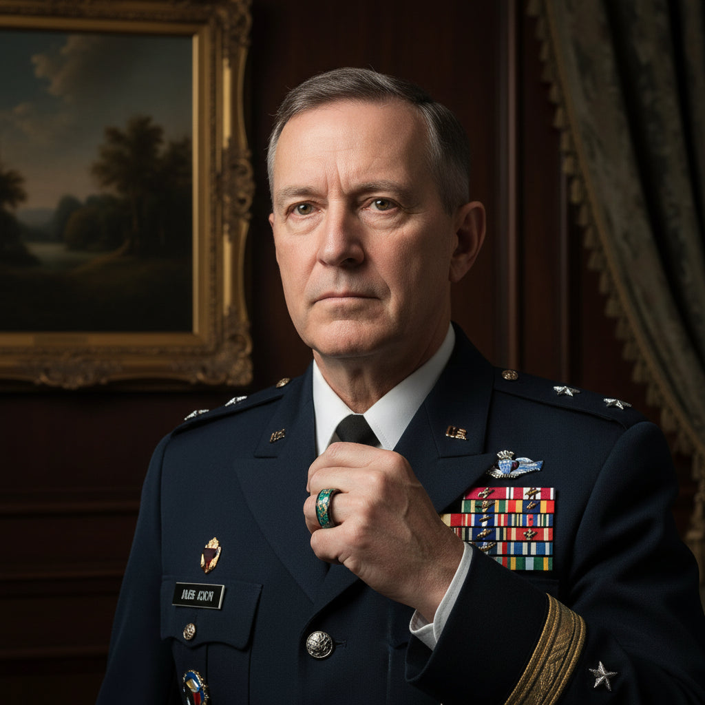 Gold Foil Opal Inlay Tungsten Ring