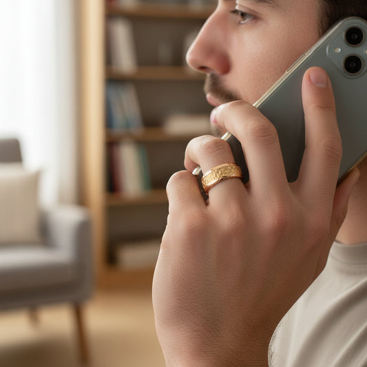 Gold Carbon Fiber Inlay Tungsten Ring