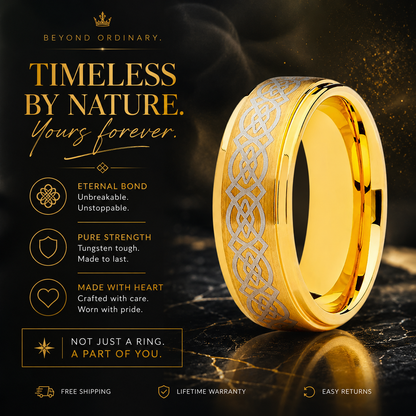Gold Celtic Knot Tungsten Ring