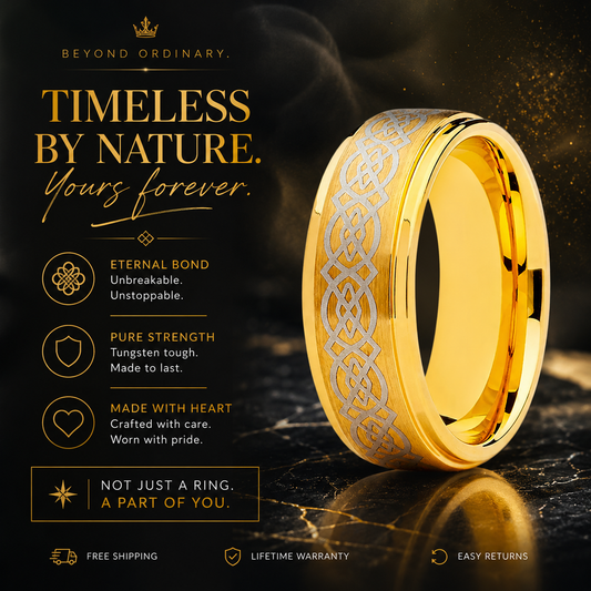 Gold Celtic Knot Tungsten Ring
