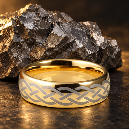 The Goldknot — Celtic Gold Tungsten Ring