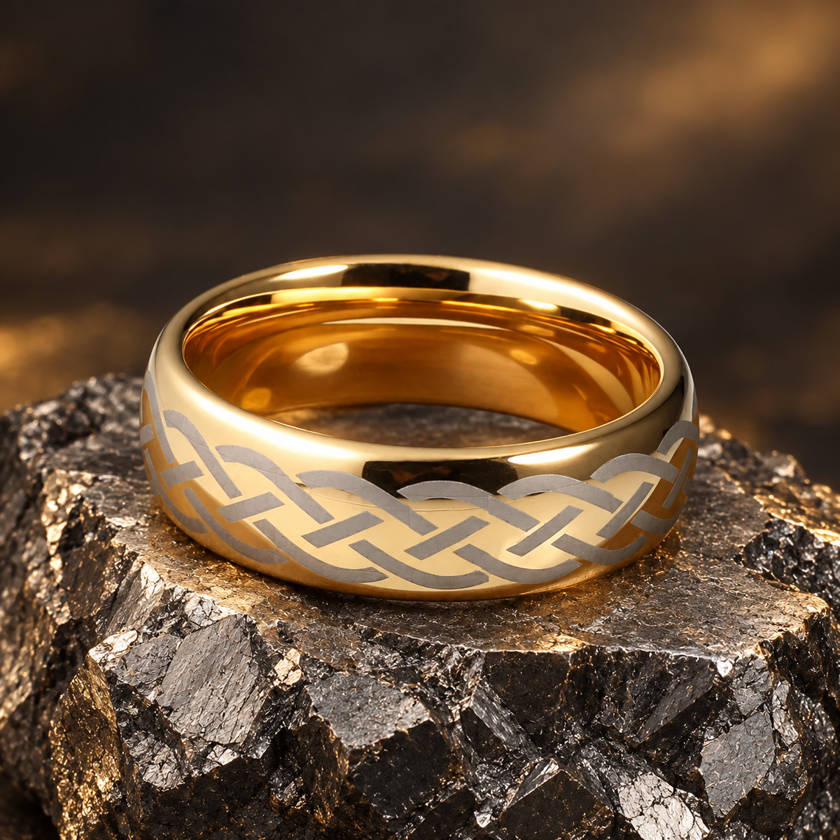The Goldknot — Celtic Gold Tungsten Ring