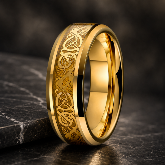 Gold Dragon Tungsten Ring