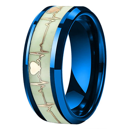 Gold Electrocardiogram Glow Tungsten Wedding Ring