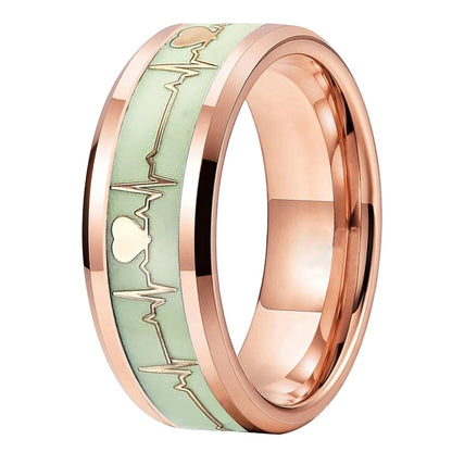 Gold Electrocardiogram Glow Tungsten Wedding Ring
