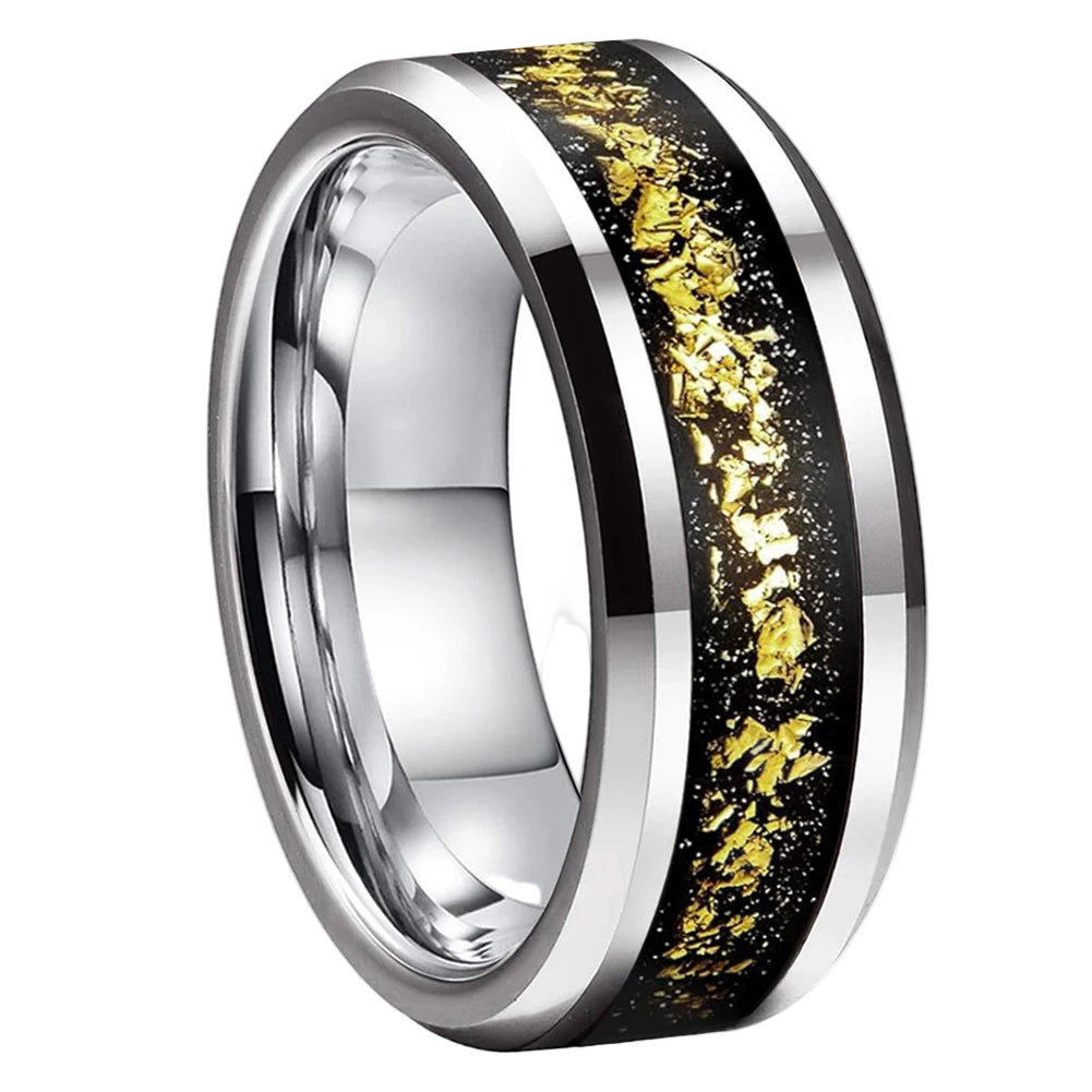 Gold Fragment Tungsten Band
