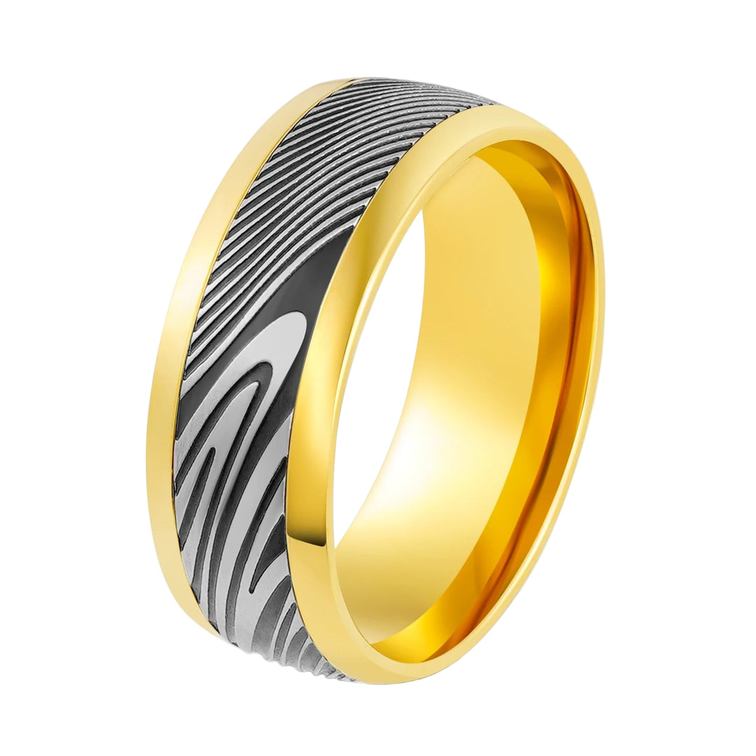 Gold Stainless Steel Damascus Ring