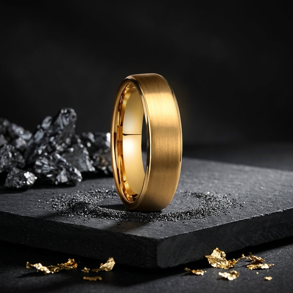 Gold Tungsten Promise Ring for him