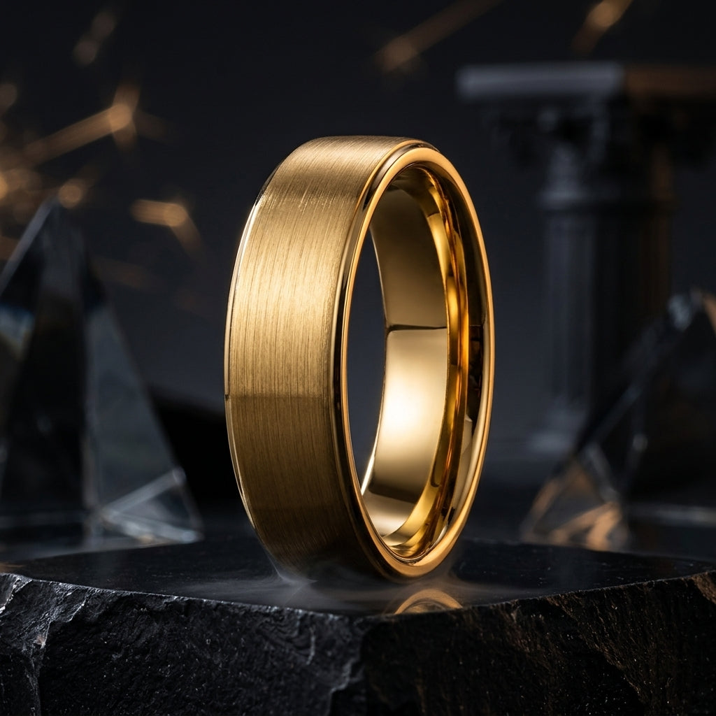 Gold Tungsten Promise Ring for him