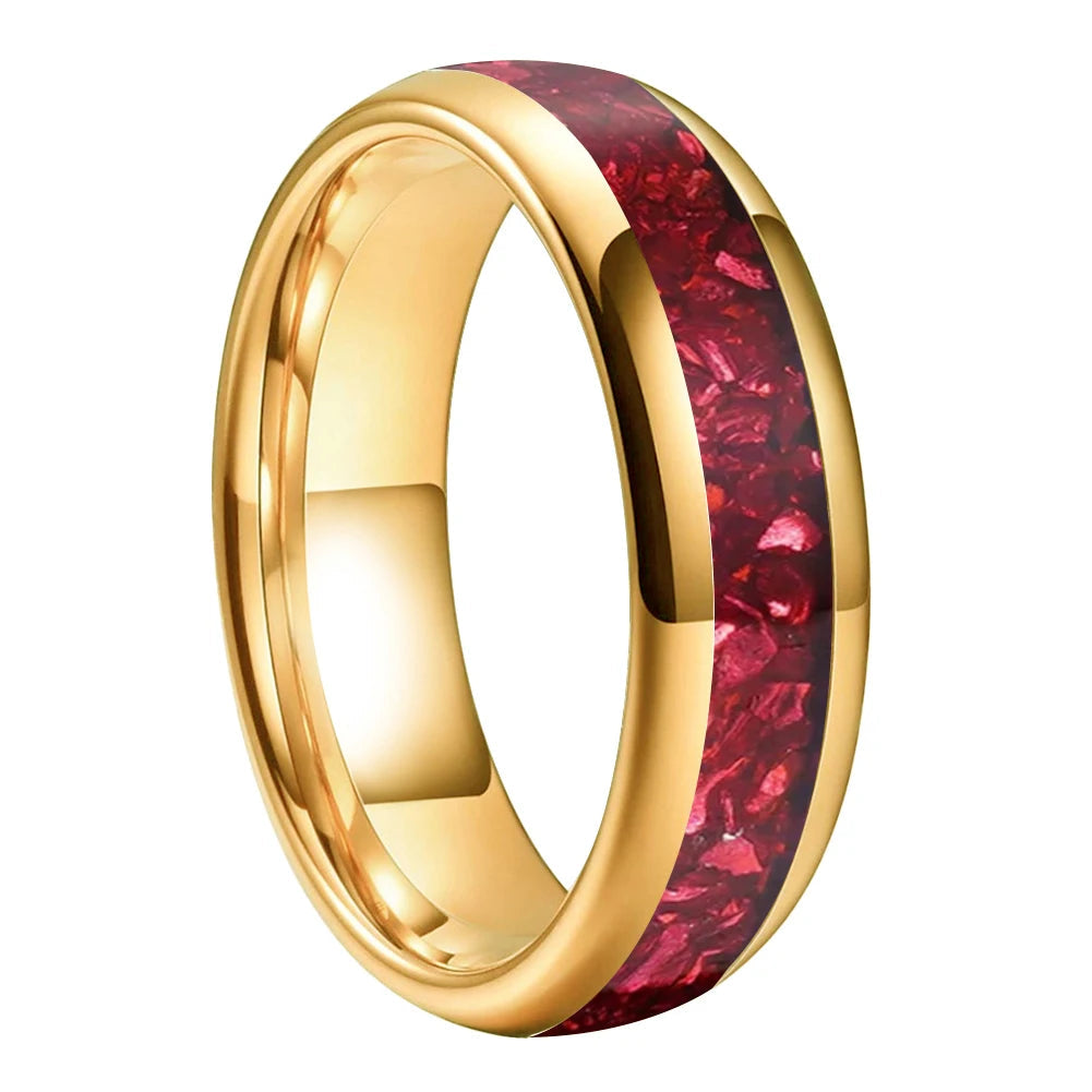 Gold Tungsten ring with red inlay-Realtungsten Brand