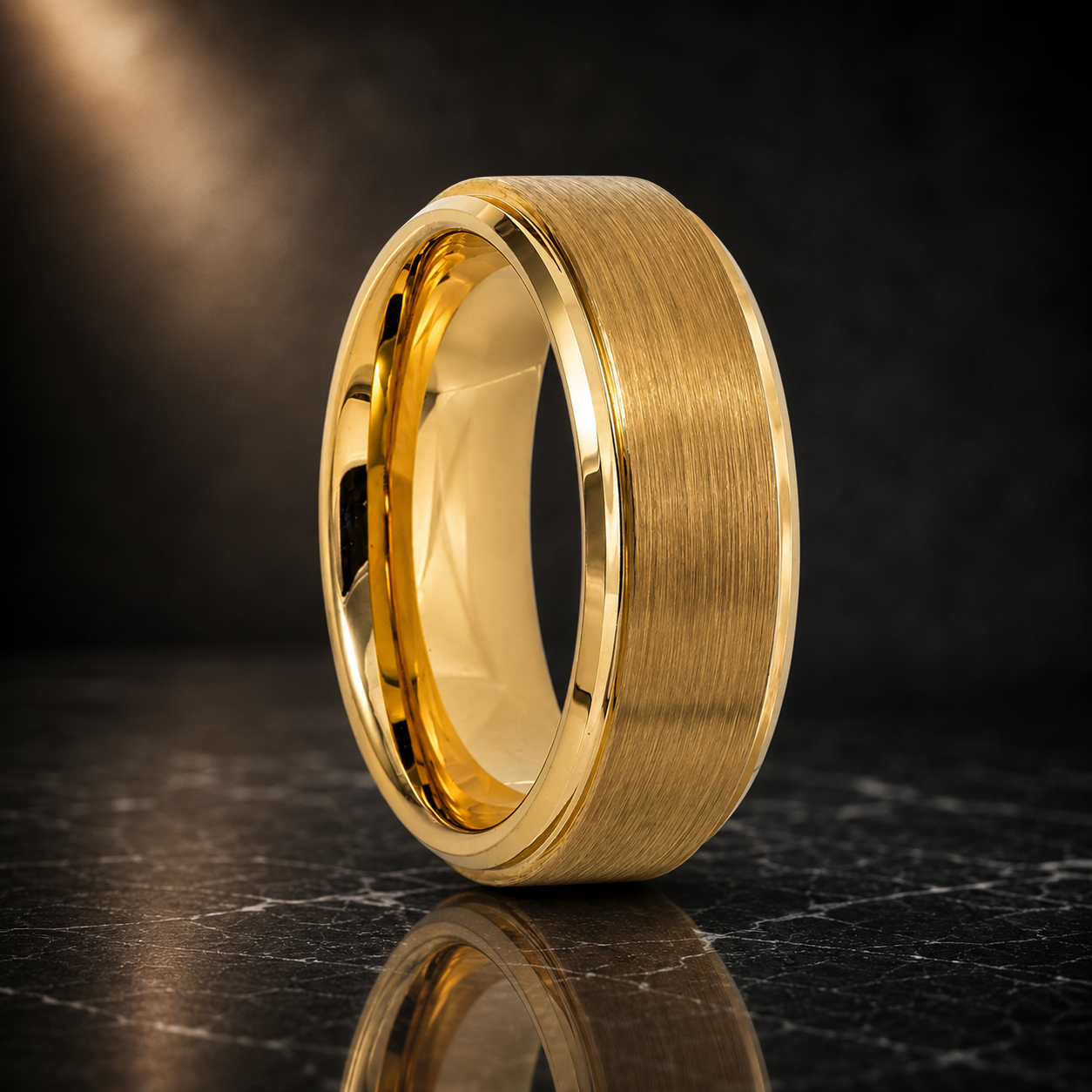Golden Union Tungsten Ring – Modern Gold Wedding Band