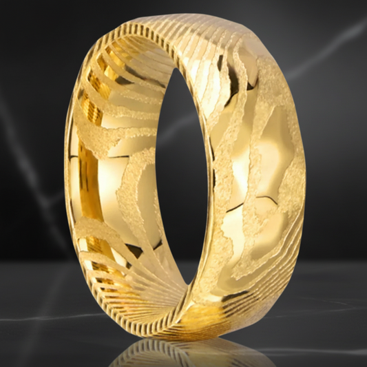 Golden Damascus Steel Ring