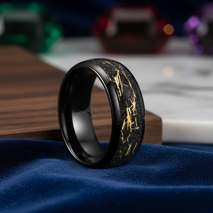 Golden Foil Tungsten Ring