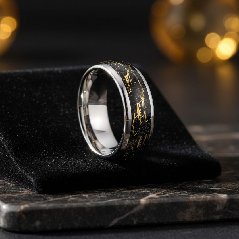 Golden Foil Tungsten Ring
