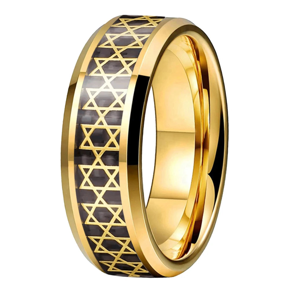 Golden Hexagram Star Tungsten Ring-Realtungsten Brand