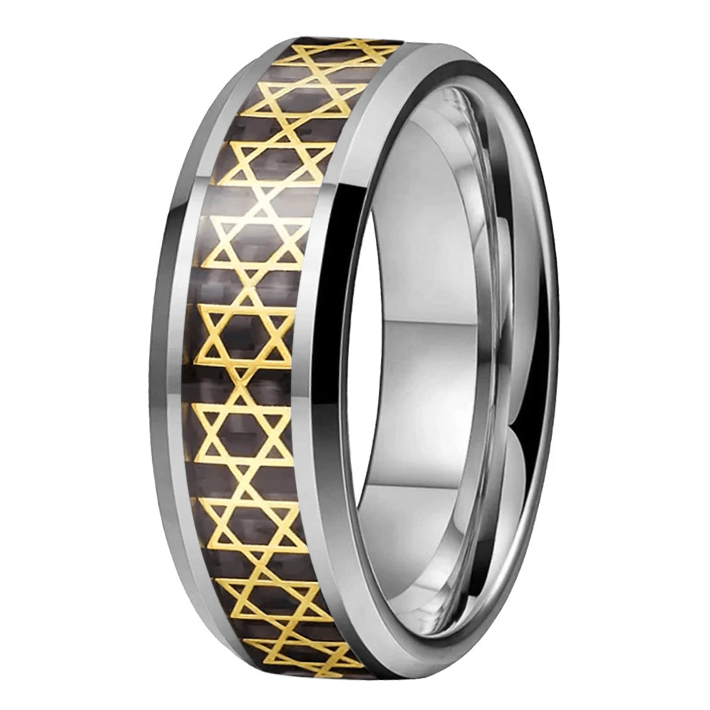 Golden Hexagram Star Tungsten Ring-Realtungsten Brand