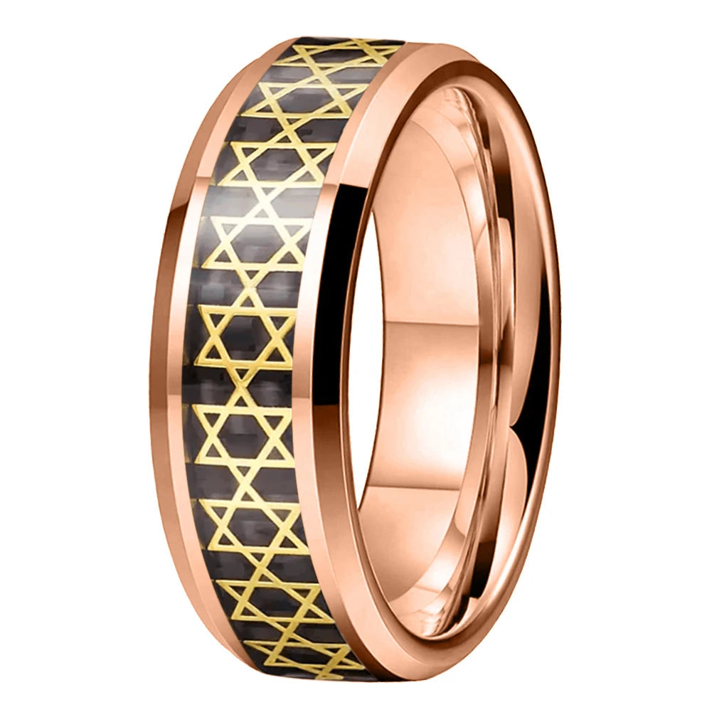 Golden Hexagram Star Tungsten Ring-Realtungsten Brand