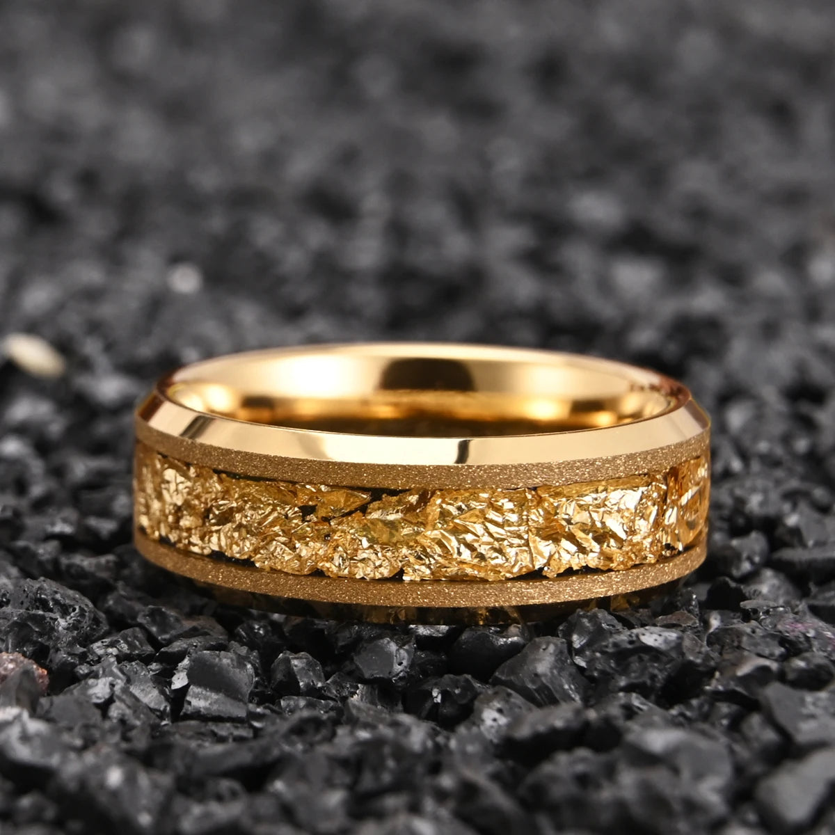 Golden Tungsten Carbide Ring