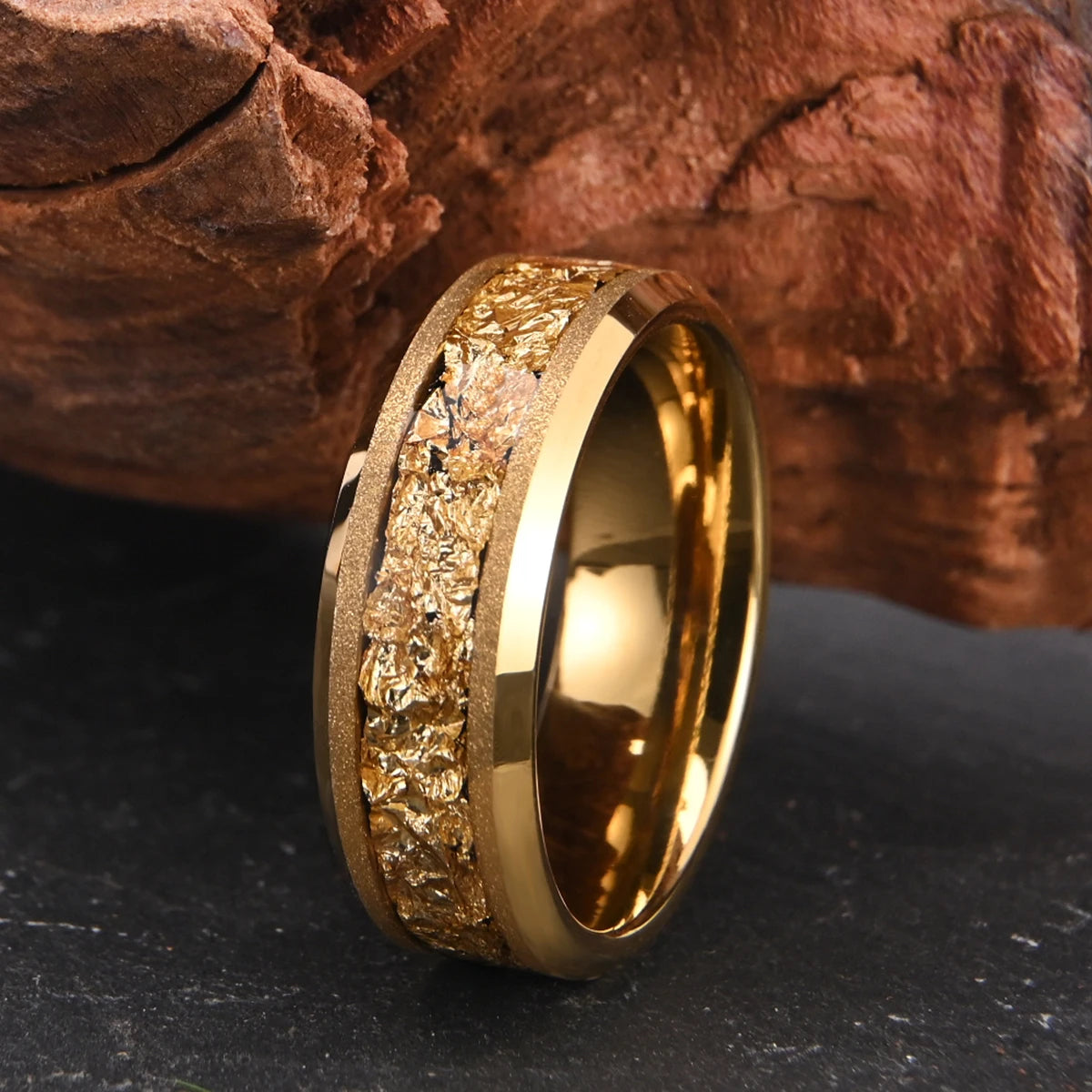 Golden Tungsten Carbide Ring