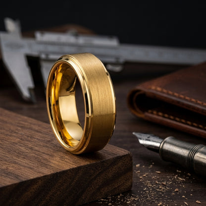 Golden Tungsten Ring