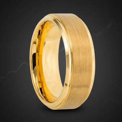 Golden Union Tungsten Ring – Modern Gold Wedding Band