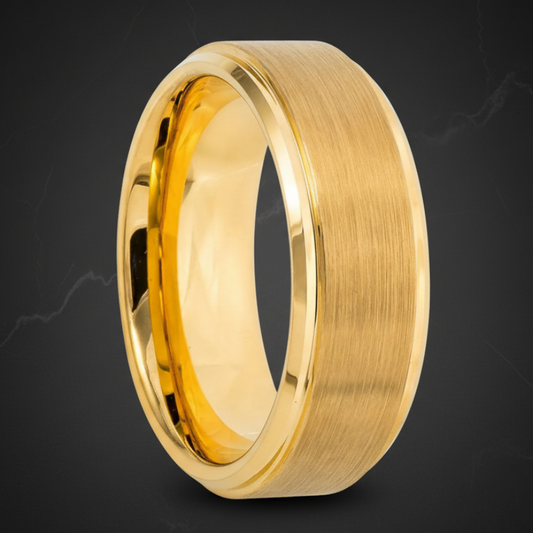 Golden Union Tungsten Ring – Modern Gold Wedding Band