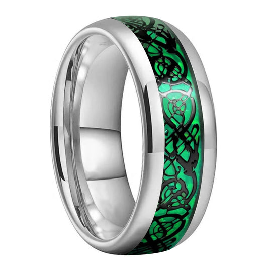 Green Dragon Carbon Fiber Tungsten Ring