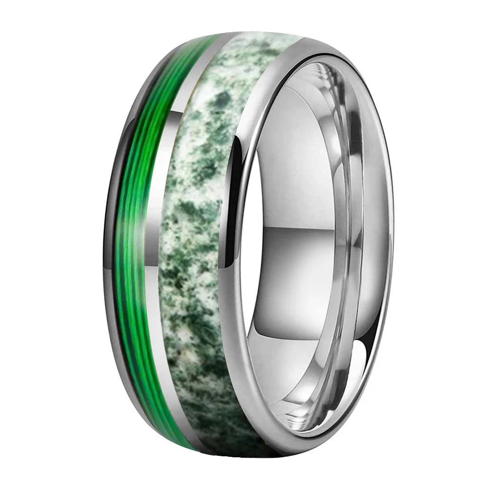 Green Guitar String Tungsten Ring