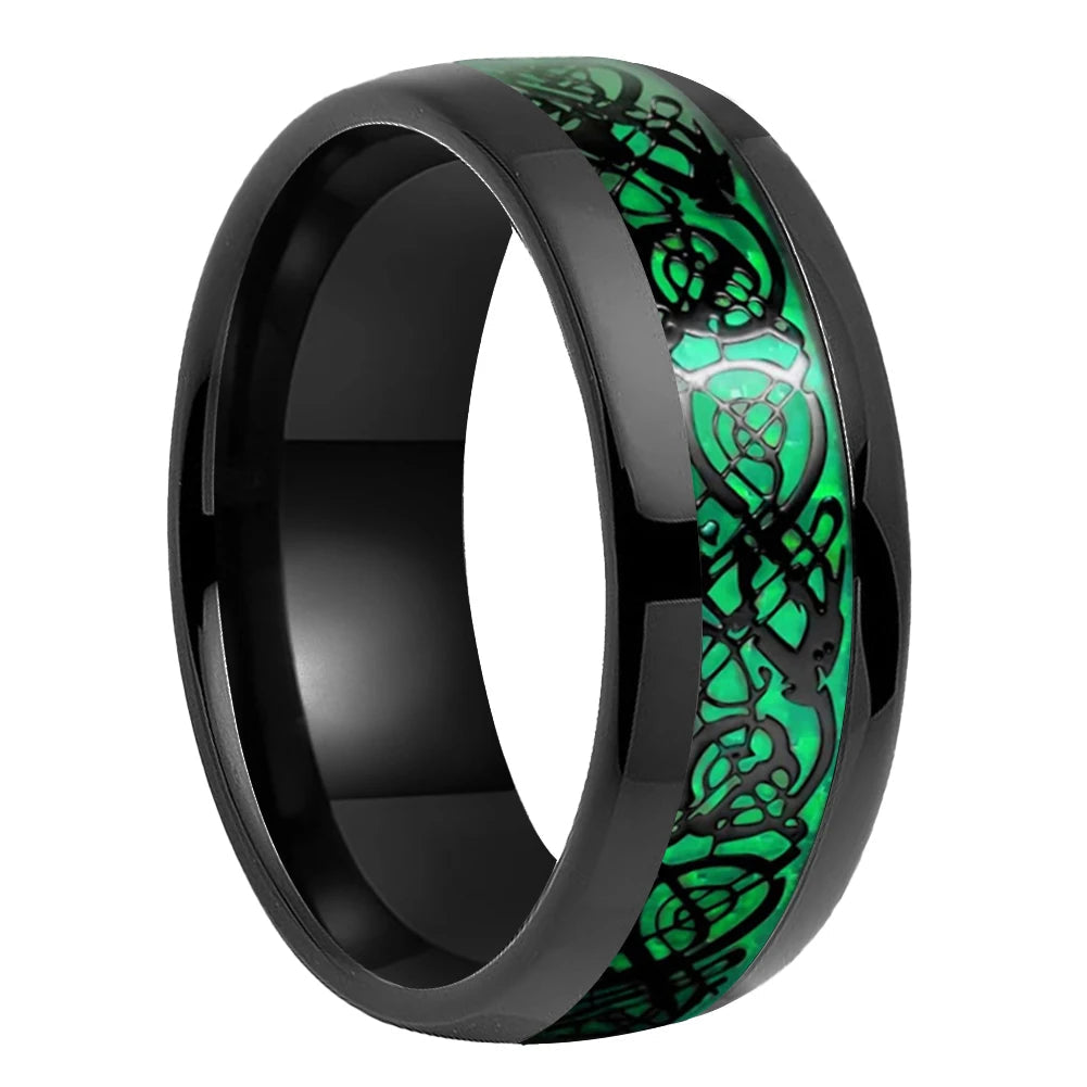 Green Dragon Carbon Fiber Tungsten Ring