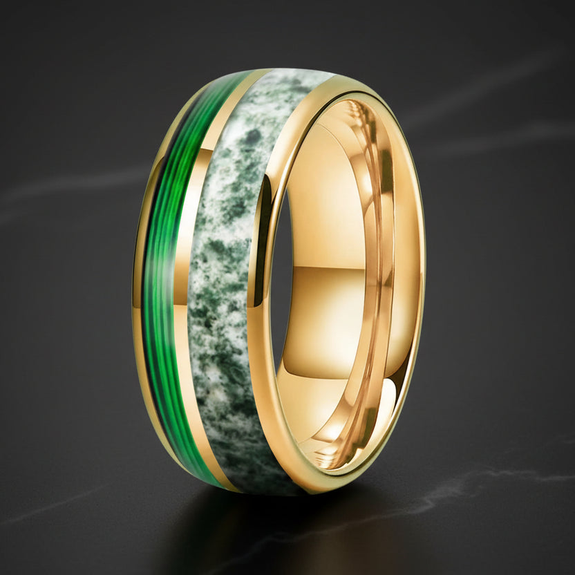 Green Guitar String Tungsten Ring