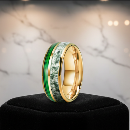 Green Guitar String Tungsten Ring