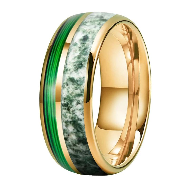 Green Guitar String Tungsten Ring