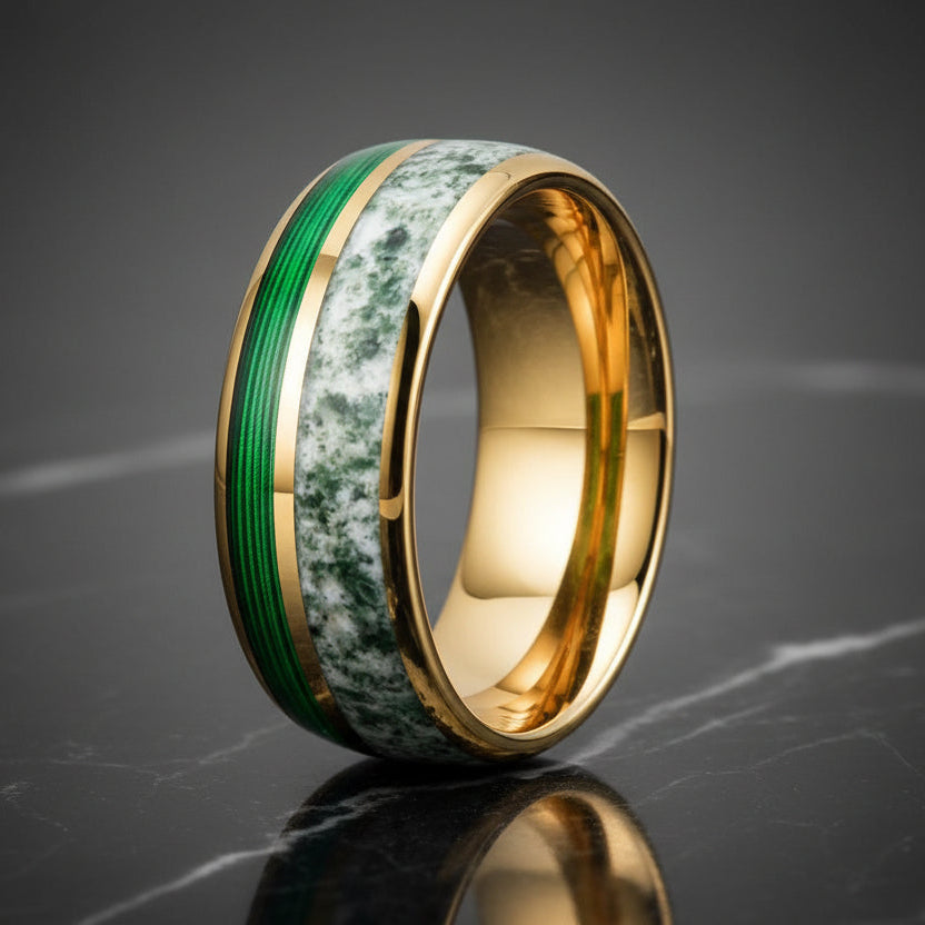 Green Guitar String Tungsten Ring