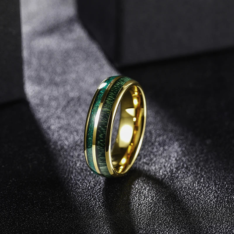 Green opal tungsten ring
