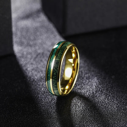 Green opal tungsten ring